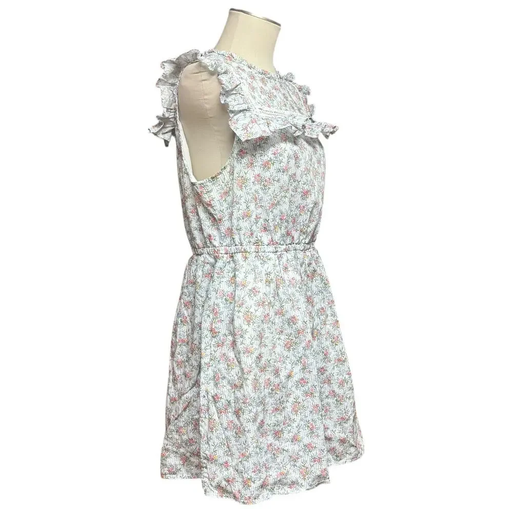 J.Crew Liberty Fabric Winding Roses Sleeveless Dress Blue White Stripe Large